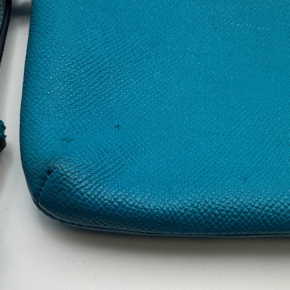 Coach Kitt Crossbody Bag Teal Pebbled Leather Adjustable Strap Small Purse - Picture 6 of 10